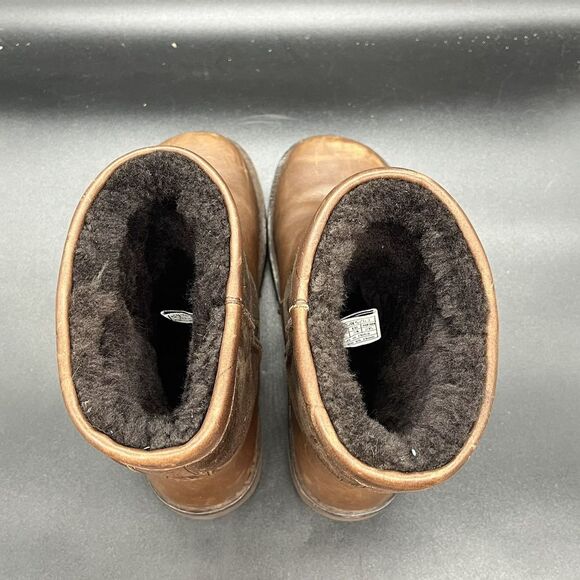 Ugg Brown Suede Leather Shearling Lined Short Boots 5263 Women's Size 4 - Picture 5 of 9